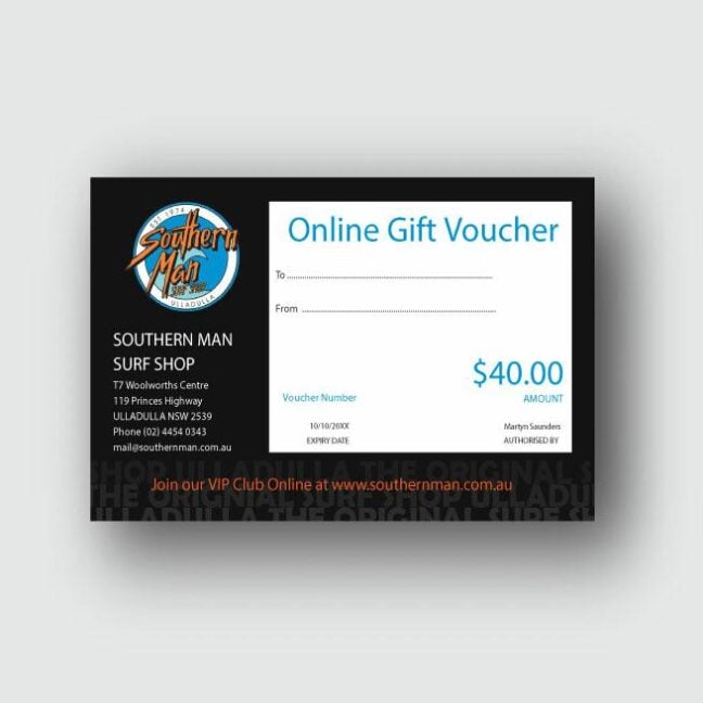 Southern Man $40 Gift Voucher Na. Southern Man Gift Vouchers in Generic Gift Vouchers & Generic Vouchers. Code: GIFTV40