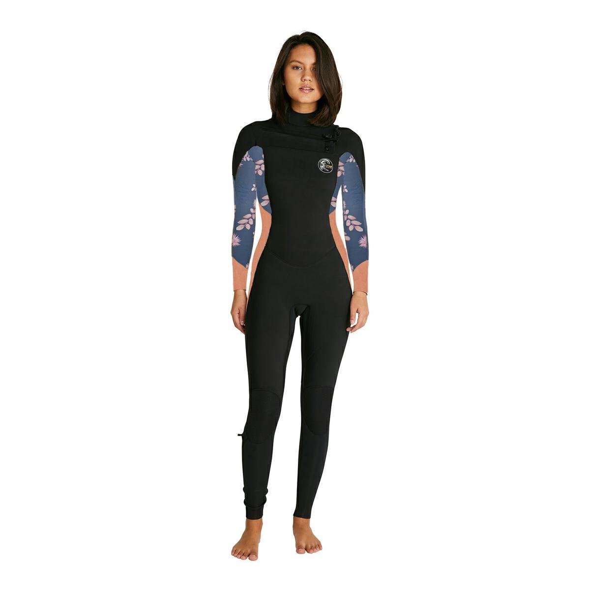 Oneill Womens Bahia 3/2MM Steamer Chest Zip Wetsuit MF3 BLK/MGF/TWOR