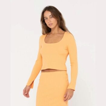 Rusty Scarlett Ribbed Long Sleeve Top Apricot Blush. Rusty Tees - Long Sleeve in Womens Tees - Long Sleeve & Womens T-shirts & Singlets. Code: FSL0689