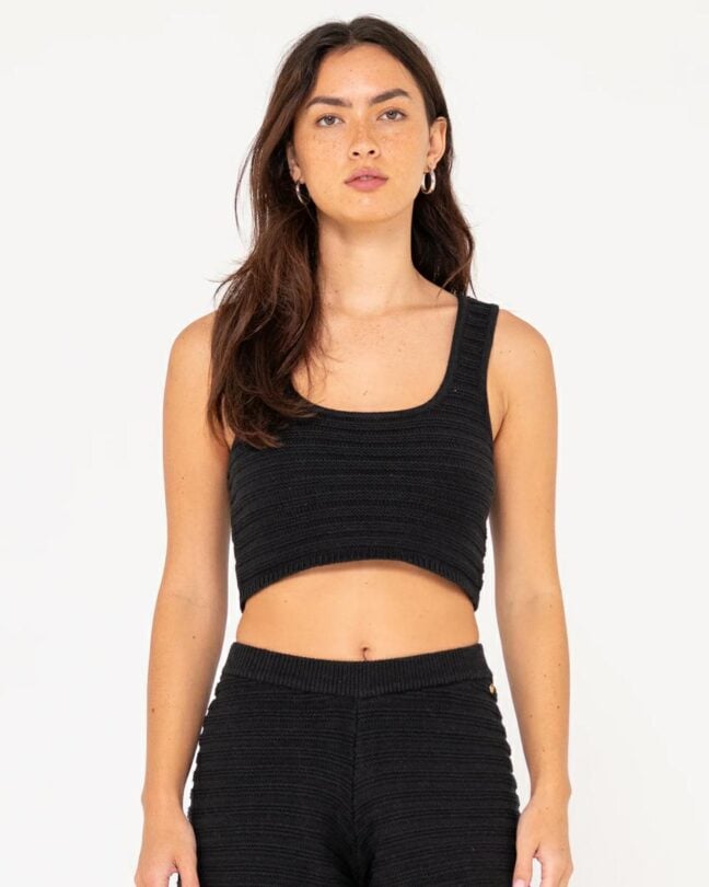 Rusty Elba Knit Crop Top Black. Rusty Singlets & Tanks in Womens Singlets & Tanks & Womens T-shirts & Singlets. Code: FSL0673