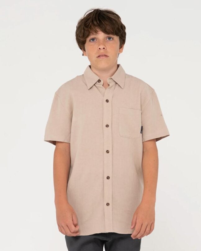 Rusty Overtone Short Sleeve Lin Light Khaki. Rusty Shirts - Short Sleeve in Boys Shirts - Short Sleeve & Boys Shirts. Code: WSB0231