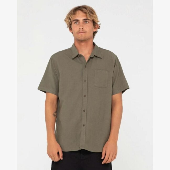 Rusty Overtone Short Sleeve Lin Shadow Army. Rusty Shirts - Short Sleeve in Boys Shirts - Short Sleeve & Boys Shirts. Code: WSB0231