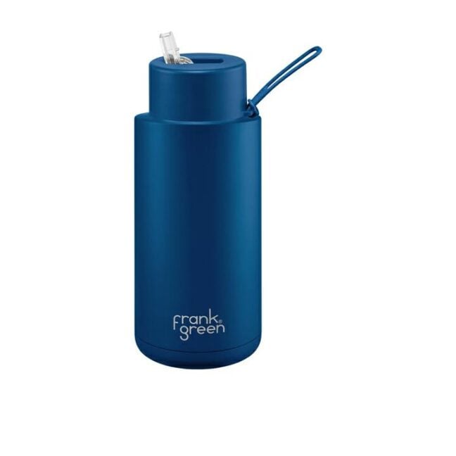 Frank Green 34 Oz Stainless Steel Ceramic Bottle With Lid And 170mm Gold Straw Deep Ocean. Frank Green Drinkware in Generic Drinkware & Generic Accessories. Code: B05509