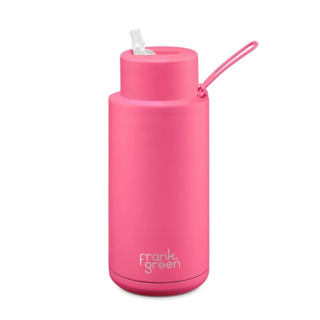 Frank Green 34 Oz Stainless Steel Ceramic Bottle With Lid And 170mm Gold Straw Neon Pink. Frank Green Drinkware in Generic Drinkware & Generic Accessories. Code: B05509