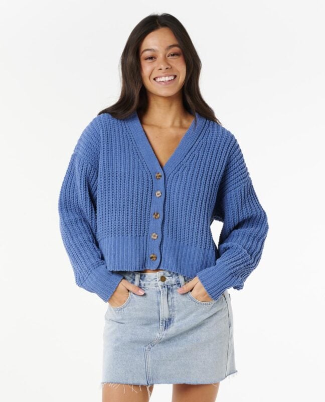 Rip Curl Neon Isles Cardigan Blue Grey. Rip Curl Knitwears in Womens Knitwears & Womens Jackets, Jumpers & Knits. Code: 02TWKN