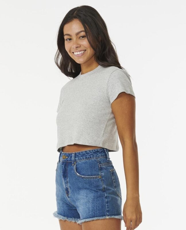 Rip Curl Classic Ribbed Tee Grey Marle. Rip Curl Tees in Womens Tees & Womens T-shirts & Singlets. Code: 08AWTE