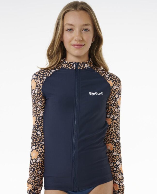Rip Curl Summer Ls Zip Rash Vest- Washed Navy. Rip Curl Rashvests in Girls Rashvests & Girls Wetsuits. Code: 12YGRV