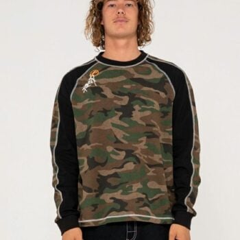 Rusty Woof Raglan Long Sleeve T Cmo. Rusty Tees - Long Sleeve in Mens Tees - Long Sleeve & Mens T-shirts & Singlets. Code: TTM3062