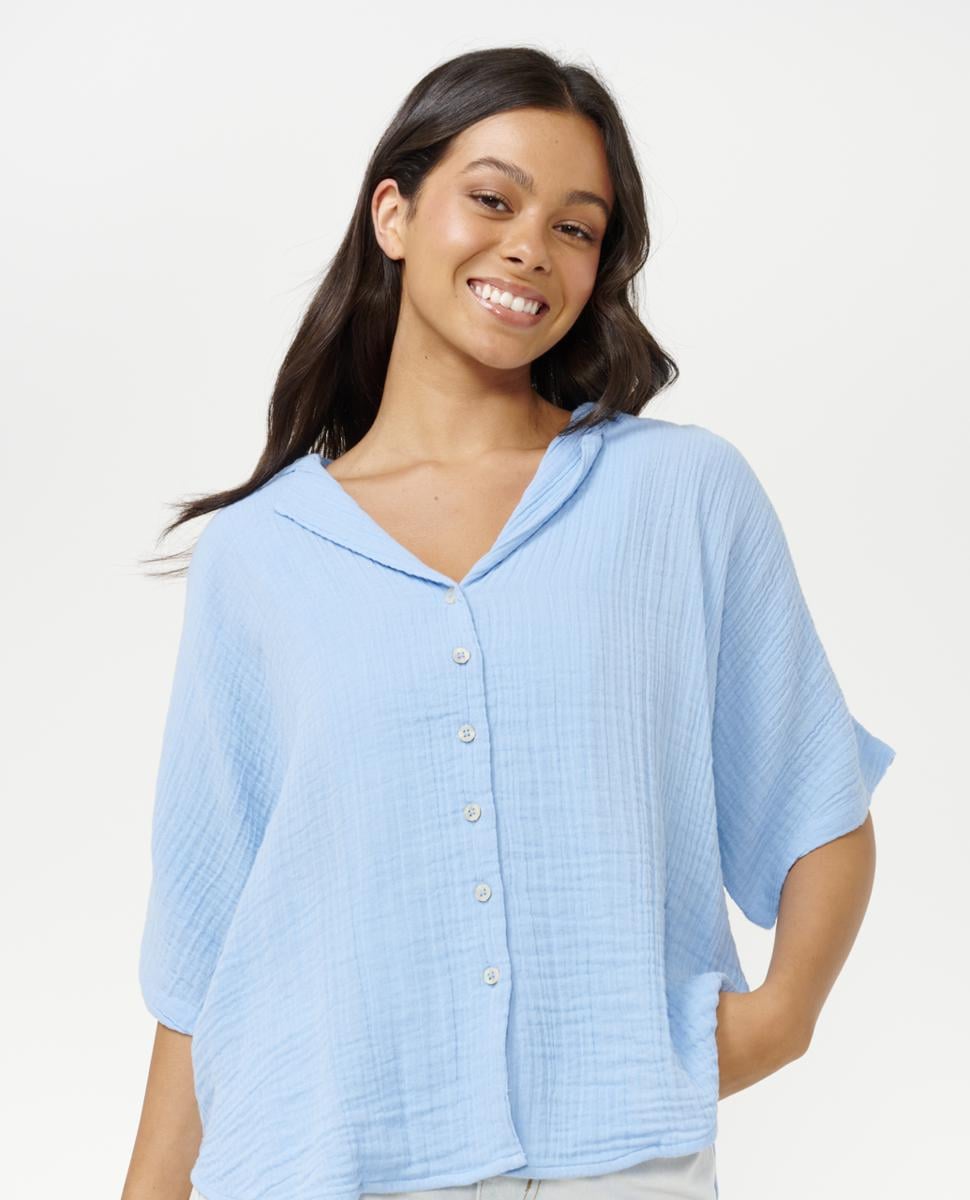 Rip Curl Premium Surf Shirt Sleeve Shirt Mid Blue. Rip Curl Shirts - Short Sleeve in Womens Shirts - Short Sleeve & Womens Shirts. Code: 032WSH