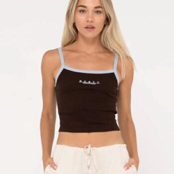 Rusty Short Cut Ribbed Skimmer Java. Rusty Singlets & Tanks in Womens Singlets & Tanks & Womens T-shirts & Singlets. Code: TSL0644