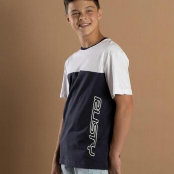 Rusty Fool Me Twice Short Sleev Navy Blue. Rusty Tees in Boys Tees & Boys T-shirts & Singlets. Code: TTB0811
