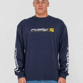 Rusty Jetsetter Long Sleeve Tee Navy Blue. Rusty Tees - Long Sleeve in Mens Tees - Long Sleeve & Mens T-shirts & Singlets. Code: TTM2941