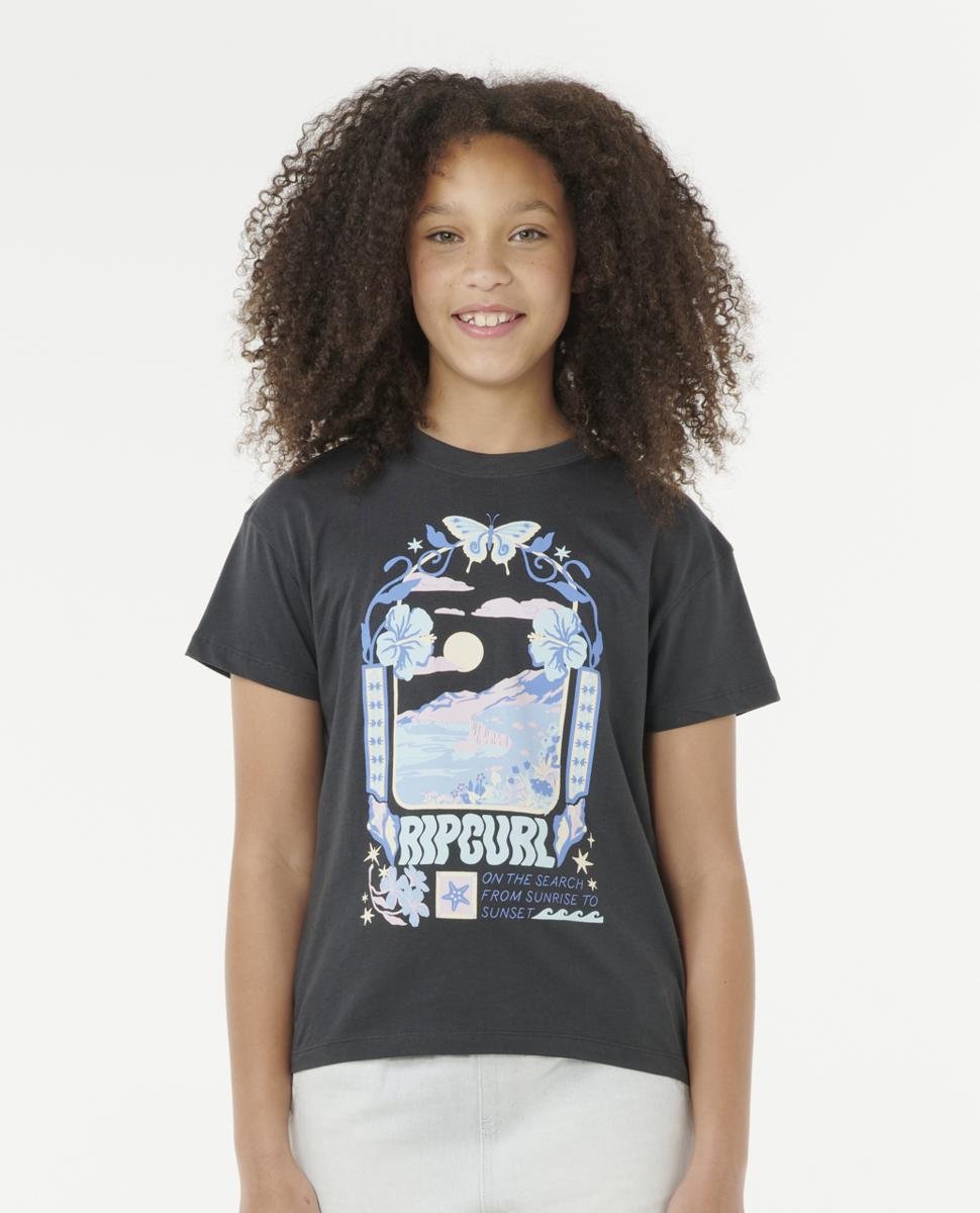 Rip Curl Sunset Skies Art Tee - Girls (8-16 Years) Washed Black. Rip Curl Tees in Girls Tees & Girls T-shirts & Singlets. Code: 050GTE