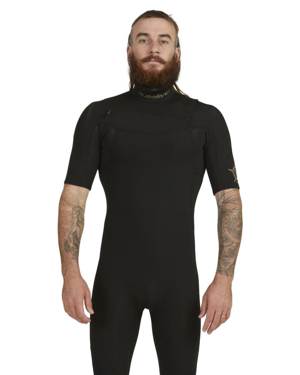 Quiksilver 2/2mm Everyday Sessions - Short Sleeve Chest Zip Springsuit For Men Black. Quiksilver Steamers in Mens Steamers & Mens Wetsuits. Code: EQYW303021