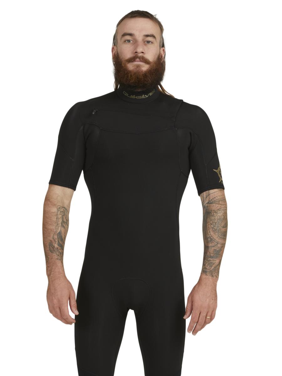 Quiksilver 2/2mm Everyday Sessions - Short Sleeve Chest Zip Springsuit For Men Black. Quiksilver Steamers in Mens Steamers & Mens Wetsuits. Code: EQYW303021