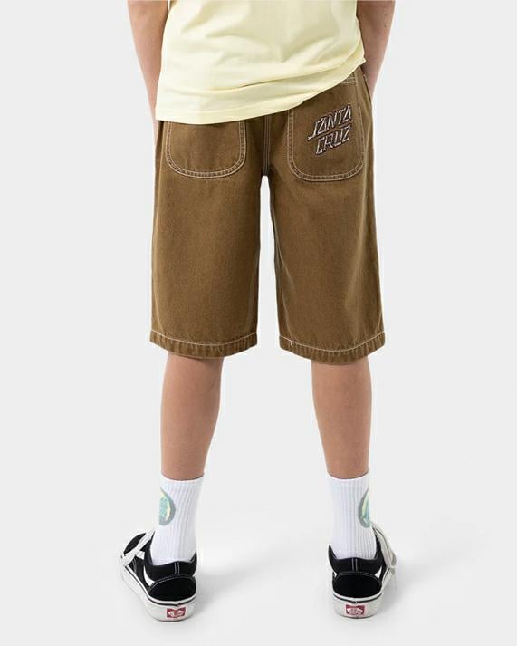 Santa Cruz Skateboards Brain Dot Bone Baggy Jean Tan. Santa Cruz Skateboards Walkshorts - Fitted Waist in Boys Walkshorts - Fitted Waist & Boys Shorts. Code: SB225-SH03