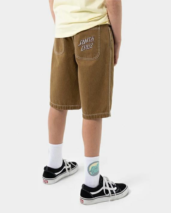 Santa Cruz Skateboards Brain Dot Bone Baggy Jean Tan. Santa Cruz Skateboards Walkshorts - Fitted Waist in Boys Walkshorts - Fitted Waist & Boys Shorts. Code: SB225-SH03