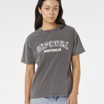 Rip Curl Varsity Relaxed Desto Tee Washed Black. Rip Curl Tees in Womens Tees & Womens T-shirts & Singlets. Code: 0LUWTE