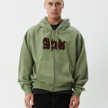 Afends Sun Bite Zip Hood Oil Green. Afends Hoodies in Mens Hoodies & Mens Jackets, Jumpers & Knits. Code: M252509