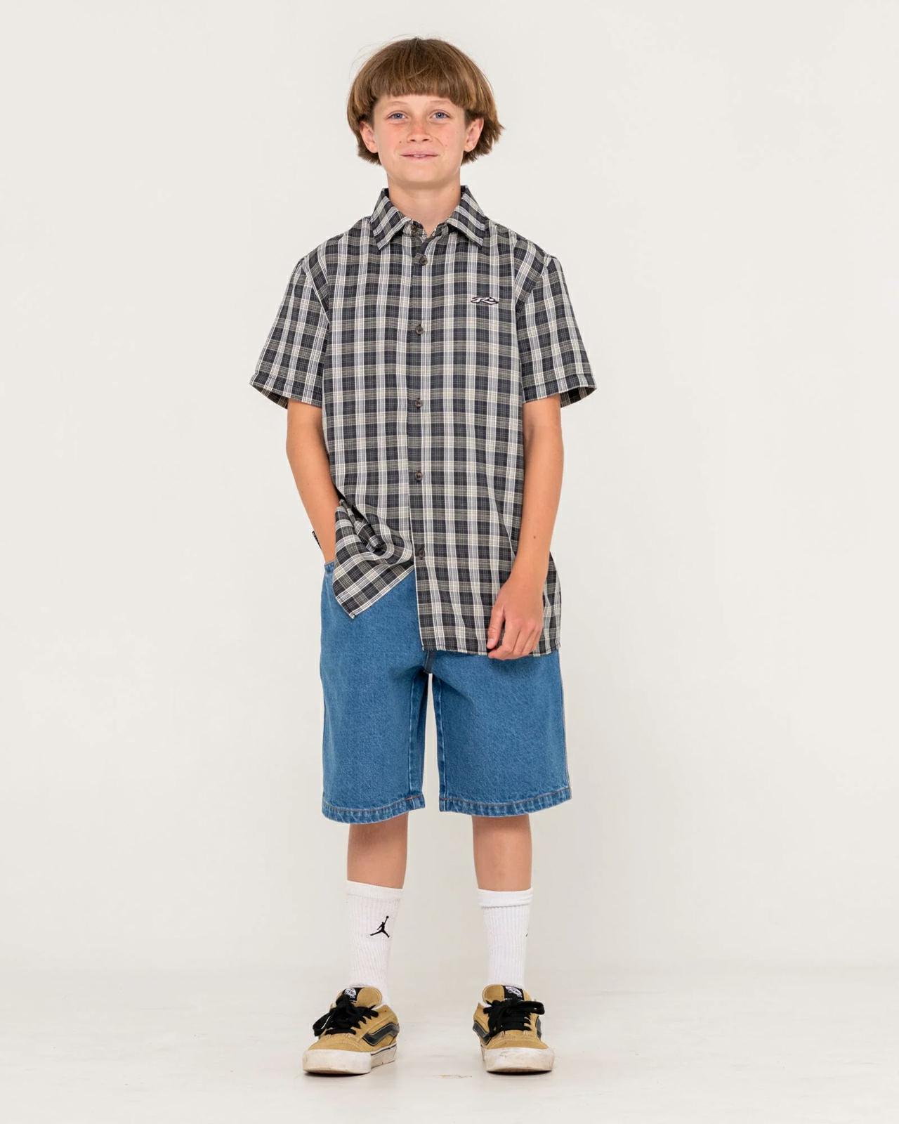 Rusty Datsun Check Short Sleeve Black. Rusty Shirts - Short Sleeve in Boys Shirts - Short Sleeve & Boys Shirts. Code: WSB0253