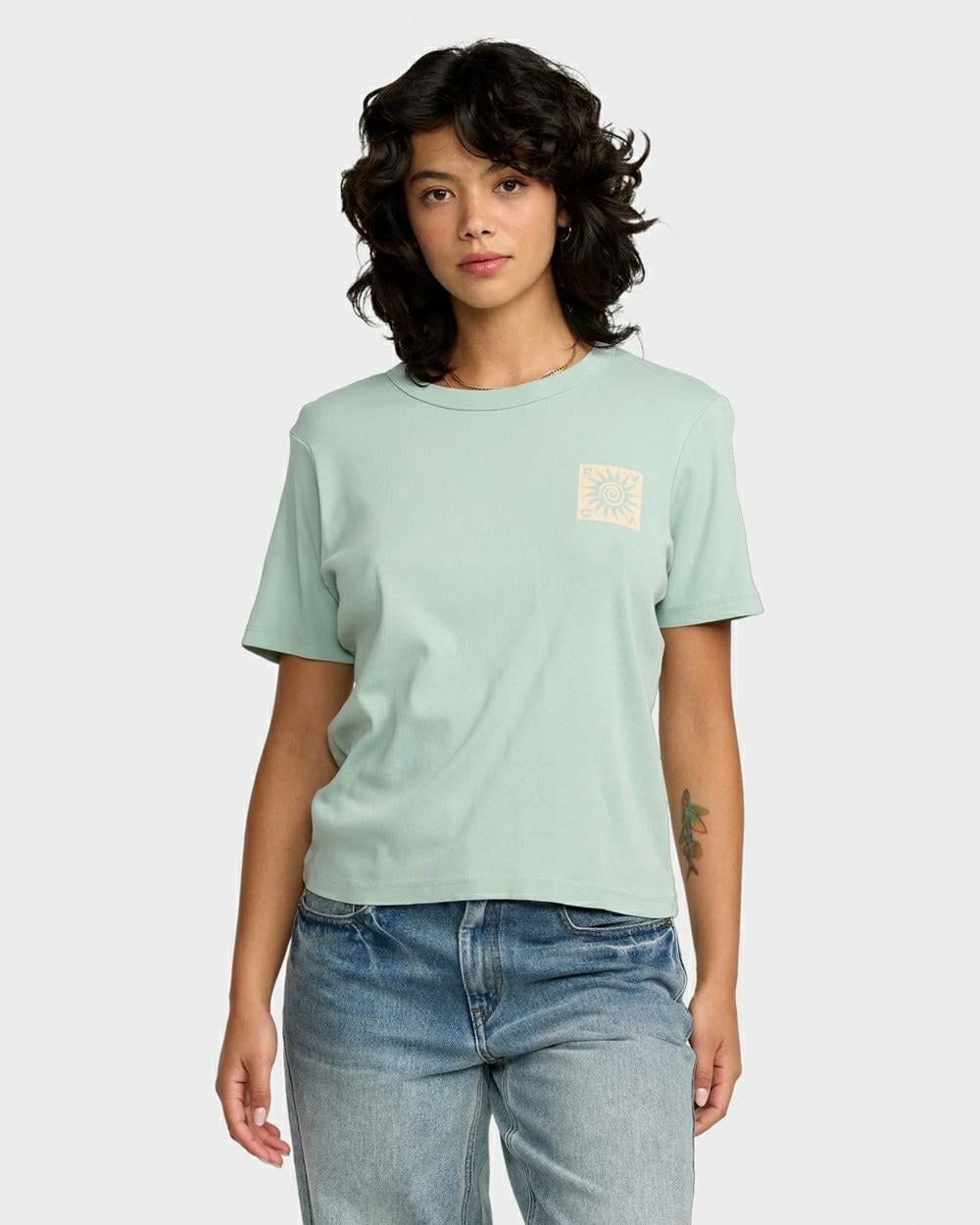 Rvca Daily Tee Mist Blue. Rvca Tees in Womens Tees & Womens T-shirts & Singlets. Code: 23B353511