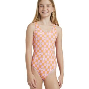 Roxy Flower Check One Piece Tangerine Tic Tac Fl. Roxy Swimwear - One Piece in Girls Swimwear - One Piece & Girls Swimwear. Code: ERGX103230