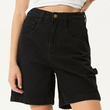 Afends Emilie Denim Work Shorts Washed Black. Afends Walkshorts - Fitted Waist in Womens Walkshorts - Fitted Waist & Womens Shorts. Code: W230303