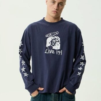 Afends Live It Ls Hvyw Ls Tee Washed Deep Sea. Afends Tees - Long Sleeve in Mens Tees - Long Sleeve & Mens T-shirts & Singlets. Code: M261062