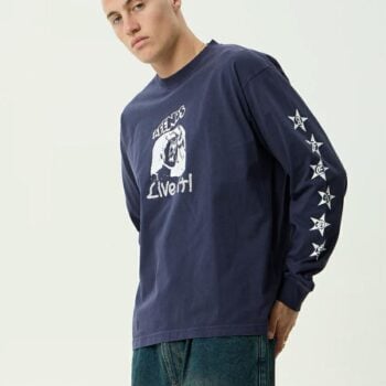 Afends Live It Ls Heavyweight Tee Washed Deep Sea. Afends Tees - Long Sleeve in Mens Tees - Long Sleeve & Mens T-shirts & Singlets. Code: M261062