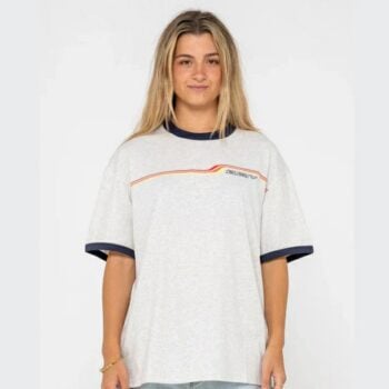 Rusty Wave Rider 2.0 Ringer Ove Ecru Marle. Rusty Tees in Womens Tees & Womens T-shirts & Singlets. Code: TTL1440