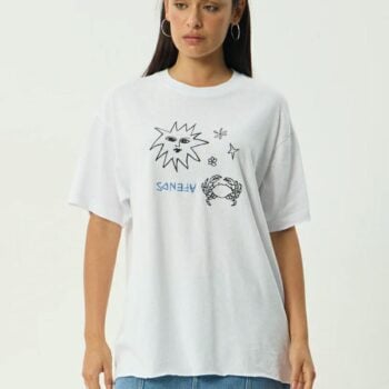 Afends Sunbake Oversized Tee White. Afends Tees in Womens Tees & Womens T-shirts & Singlets. Code: W254014