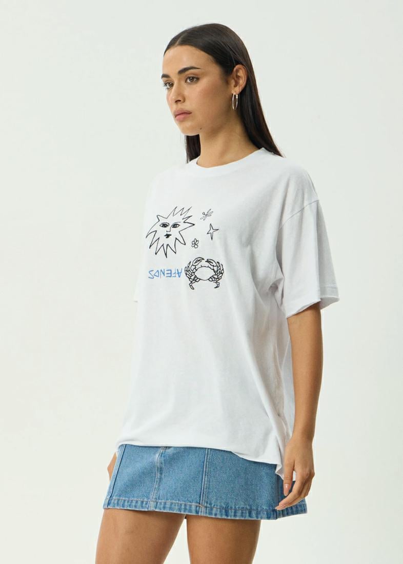 Afends Sunbake Oversized Tee White. Afends Tees in Womens Tees & Womens T-shirts & Singlets. Code: W254014