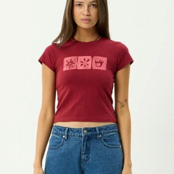 Afends Zephyr Baby Tee Burgandy. Afends Tees in Womens Tees & Womens T-shirts & Singlets. Code: W261000