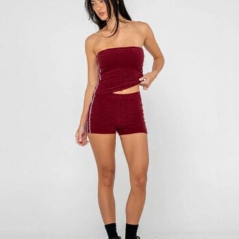 Rusty Lamar Towelling Skimmer T Burgundy. Rusty Tees in Womens Tees & Womens T-shirts & Singlets. Code: FSL0779