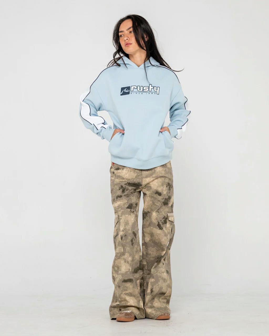 Rusty Hailstone Oversized Hoode Retro Blue. Rusty Hoodies in Womens Hoodies & Womens Jackets, Jumpers & Knits. Code: FTL0883