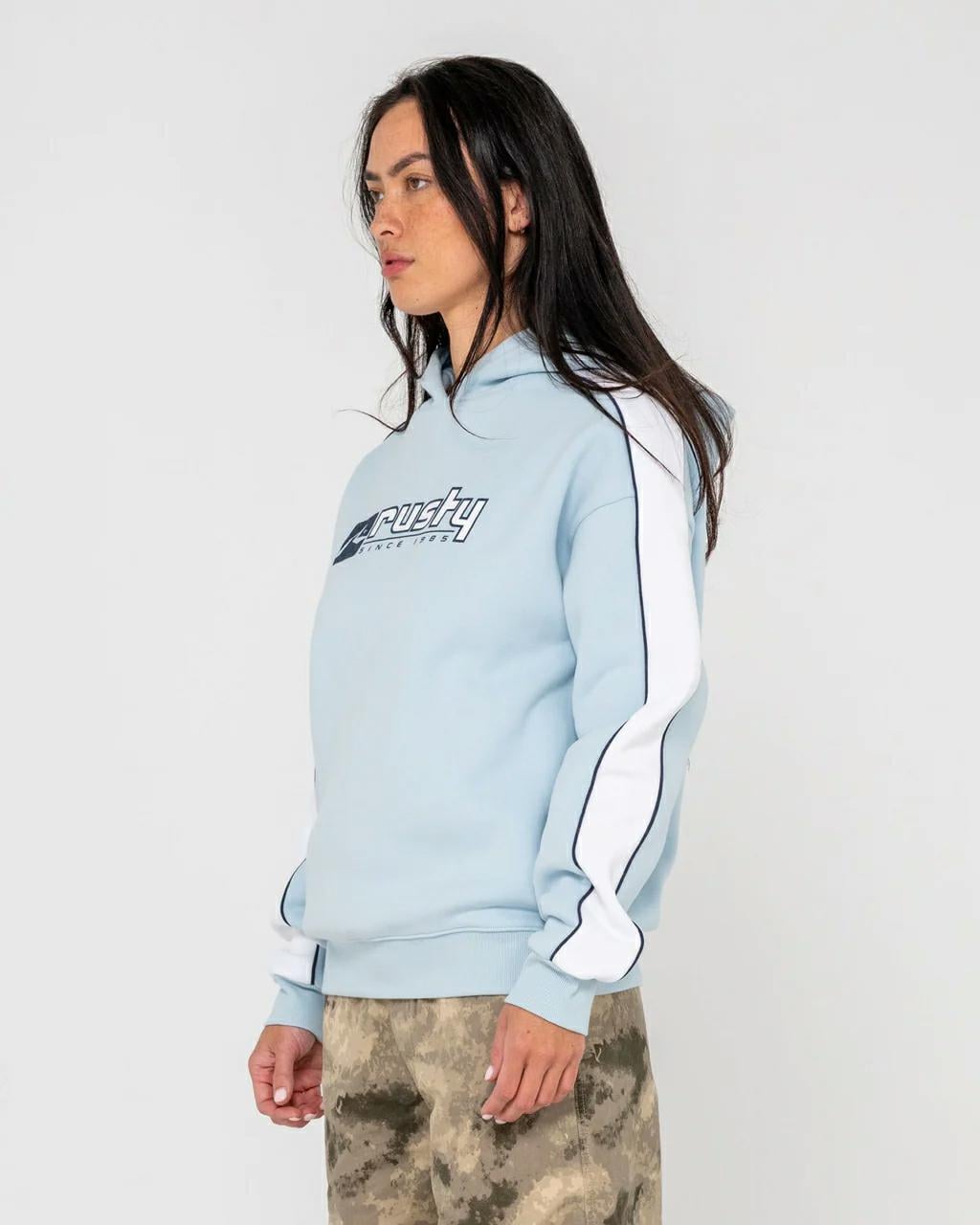 Rusty Hailstone Oversized Hoode Retro Blue. Rusty Hoodies in Womens Hoodies & Womens Jackets, Jumpers & Knits. Code: FTL0883