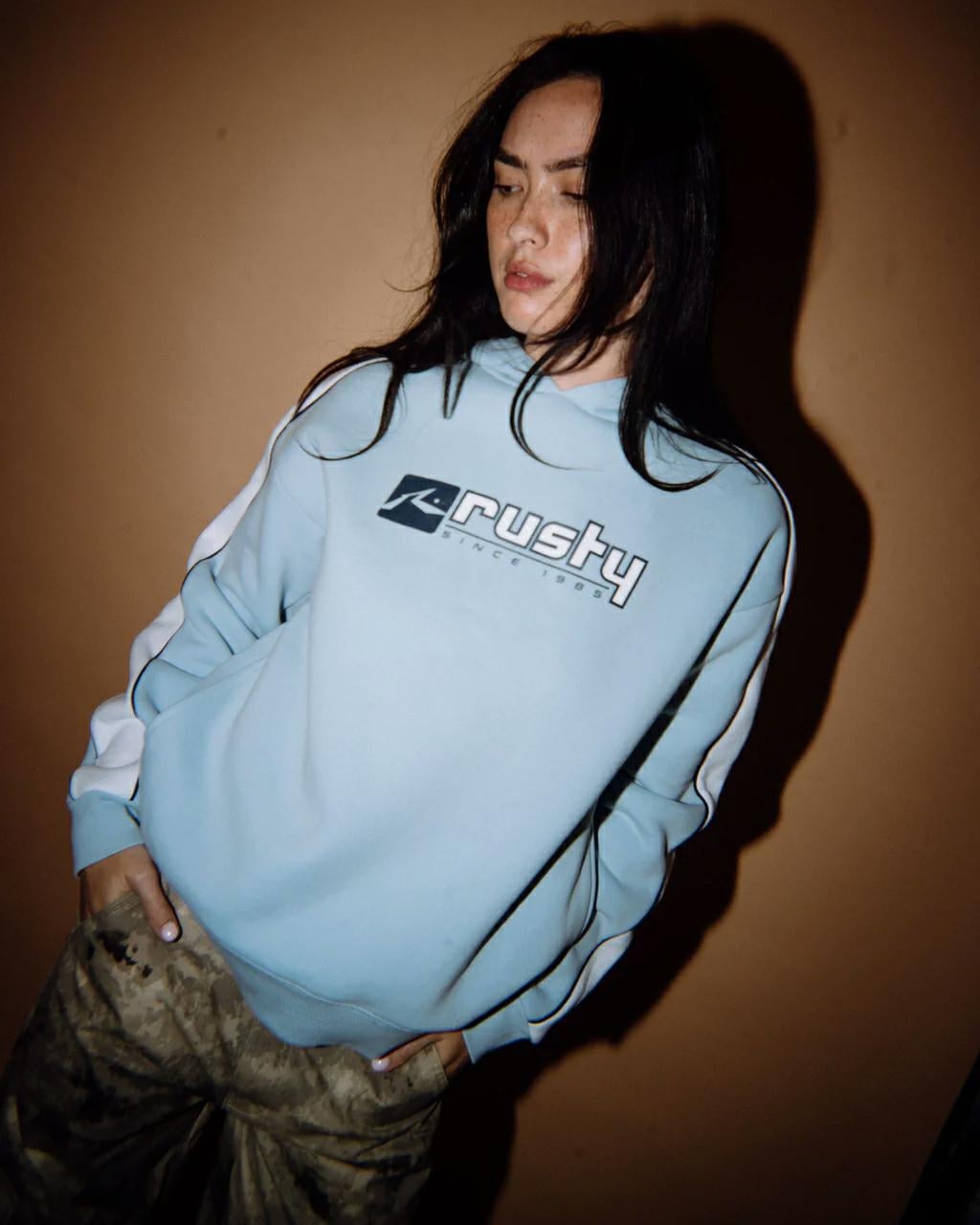Rusty Hailstone Oversized Hoode Retro Blue. Rusty Hoodies in Womens Hoodies & Womens Jackets, Jumpers & Knits. Code: FTL0883