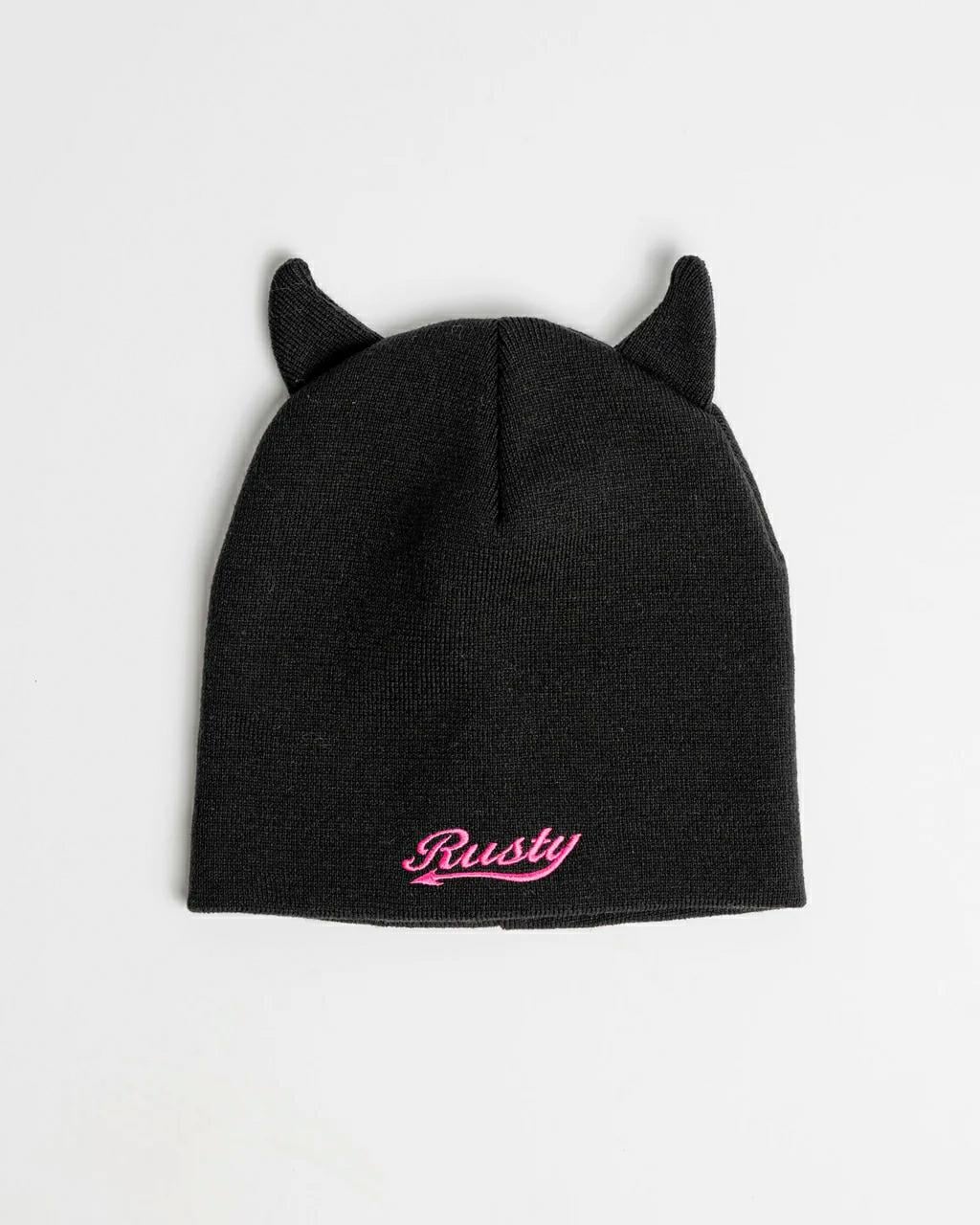 Rusty Horny Devil Beanie Black. Rusty Beanies And Scarves in Womens Beanies And Scarves & Womens Headwear. Code: HBL0367