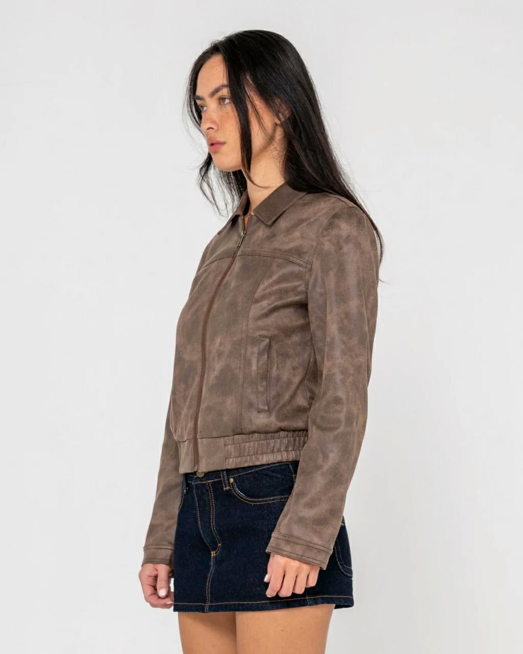 Rusty Lizzy Faux Leather Fitted Ash Brown. Rusty Jackets in Womens Jackets & Womens Jackets, Jumpers & Knits. Code: JKL0513