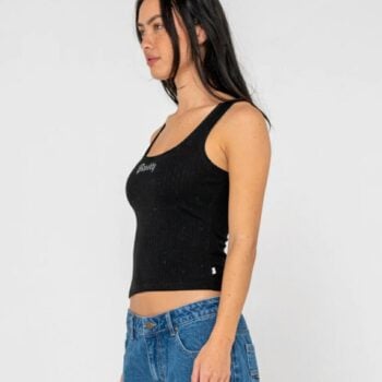 Rusty Cassian Ribbed Scoop Neck Black. Rusty Singlets & Tanks in Womens Singlets & Tanks & Womens T-shirts & Singlets. Code: TSL0664