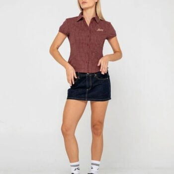 Rusty Missy May Check Shirt Burgundy. Rusty Shirts - Short Sleeve in Womens Shirts - Short Sleeve & Womens Shirts. Code: WSL0872
