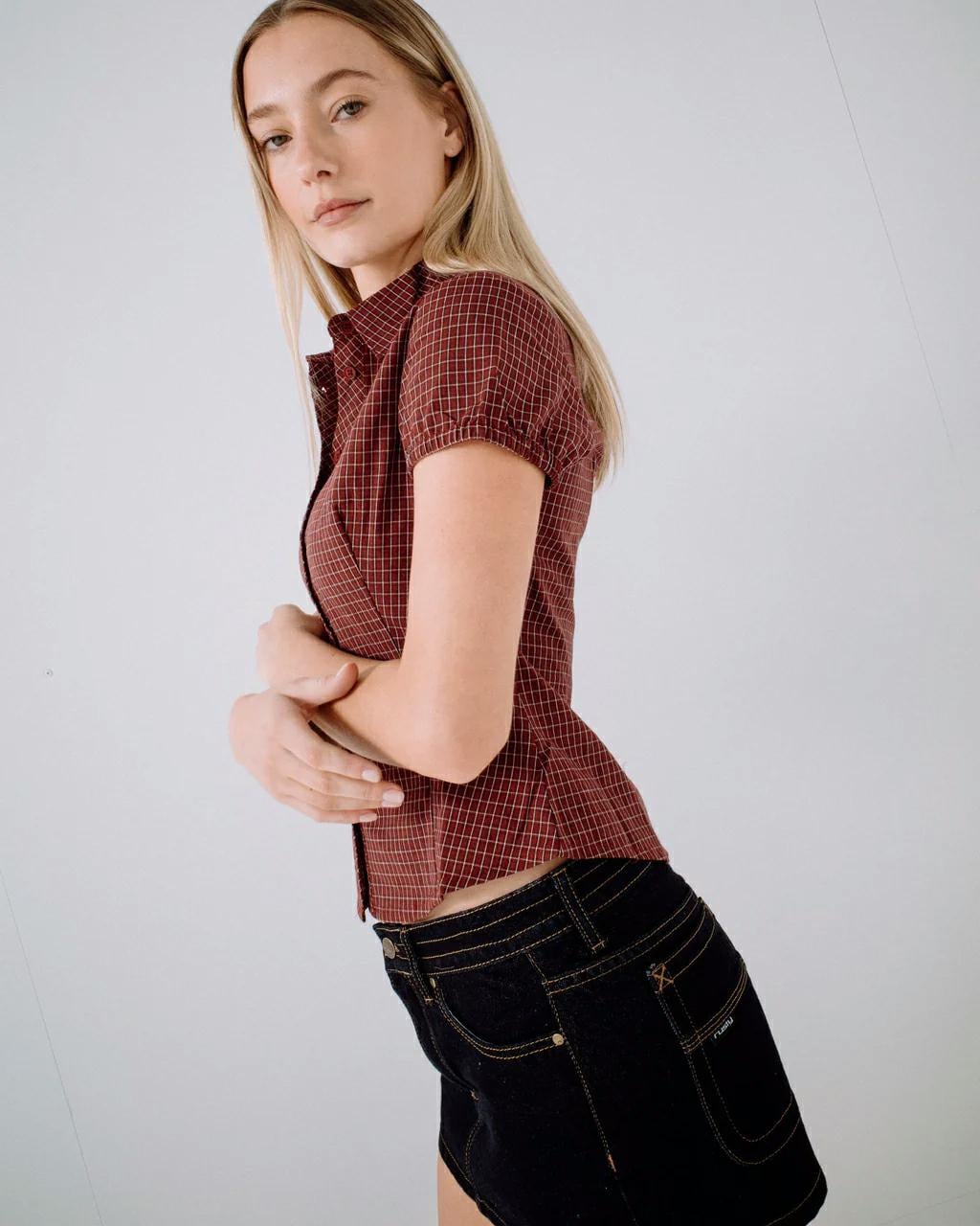 Rusty Missy May Check Shirt Burgundy. Rusty Shirts - Short Sleeve in Womens Shirts - Short Sleeve & Womens Shirts. Code: WSL0872