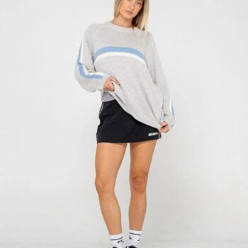Rusty White Lines Long Sleeve C Grey Marle / Blue. Rusty Knitwears in Womens Knitwears & Womens Jackets, Jumpers & Knits. Code: CKL0510