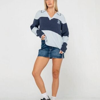 Rusty Try Me Knitted Rugby Top Retro Blue / Navy. Rusty Knitwears in Womens Knitwears & Womens Jackets, Jumpers & Knits. Code: CKL0531