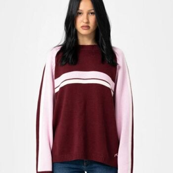 Rusty White Lines Two L/s Crew Burgundy. Rusty Knitwears in Womens Knitwears & Womens Jackets, Jumpers & Knits. Code: CKL0541