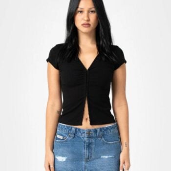 Rusty Im Hooked Cap Sleeve Fash Black. Rusty Tees in Womens Tees & Womens T-shirts & Singlets. Code: FSL0778