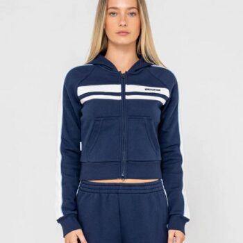 Rusty Retro Lines Zipthrough Ho Navy Blue. Rusty Hoodies in Womens Hoodies & Womens Jackets, Jumpers & Knits. Code: FTL0885
