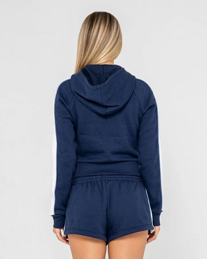Rusty Retro Lines Zipthrough Ho Navy Blue. Rusty Hoodies in Womens Hoodies & Womens Jackets, Jumpers & Knits. Code: FTL0885