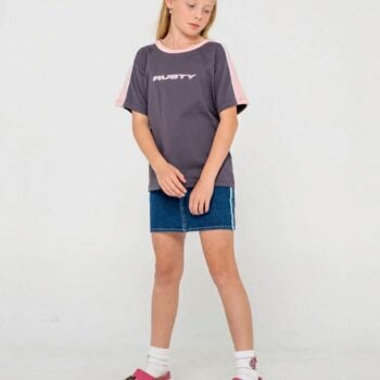 Rusty Mini Timmy Girls Oversize Carbon / Pink. Rusty Tees in Girls Tees & Girls T-shirts & Singlets. Code: TTG0095