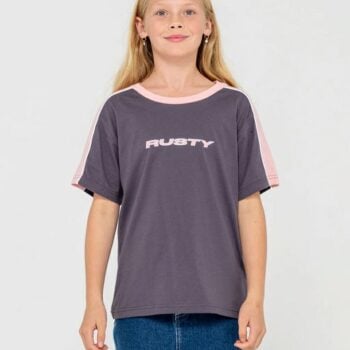 Rusty Mini Timmy Girls Oversize Carbon / Pink. Rusty Tees in Girls Tees & Girls T-shirts & Singlets. Code: TTG0095